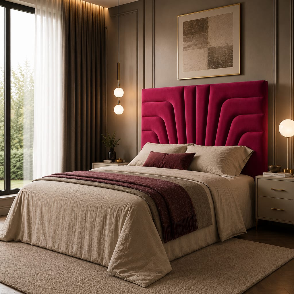 Velvet upholstered headboard