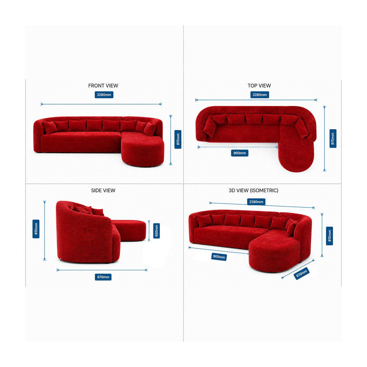 Red 3-Seater Couch - Image 2