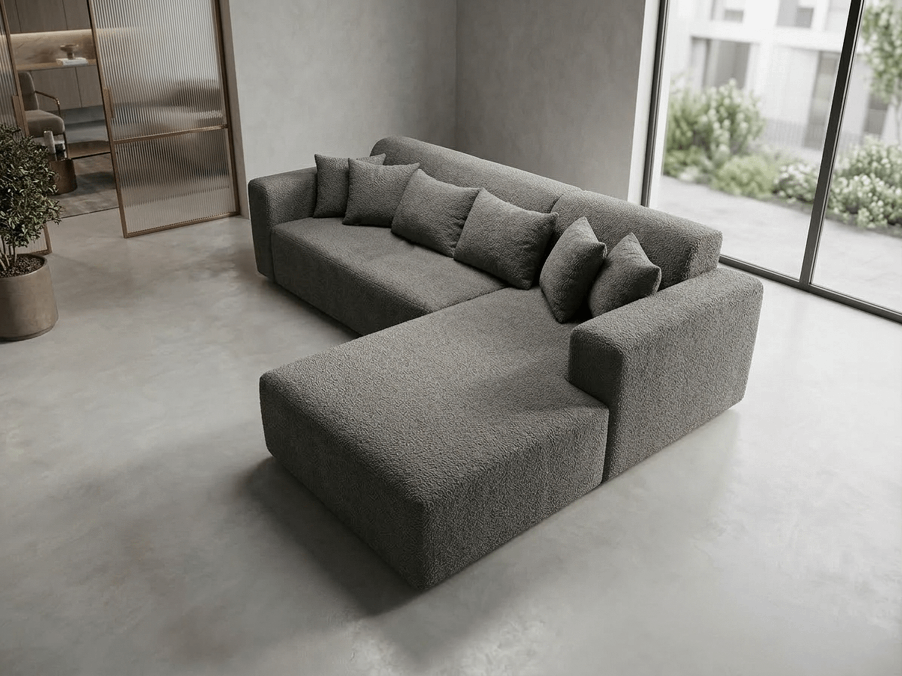 2-Piece L-Shape Couch with Back Cushions